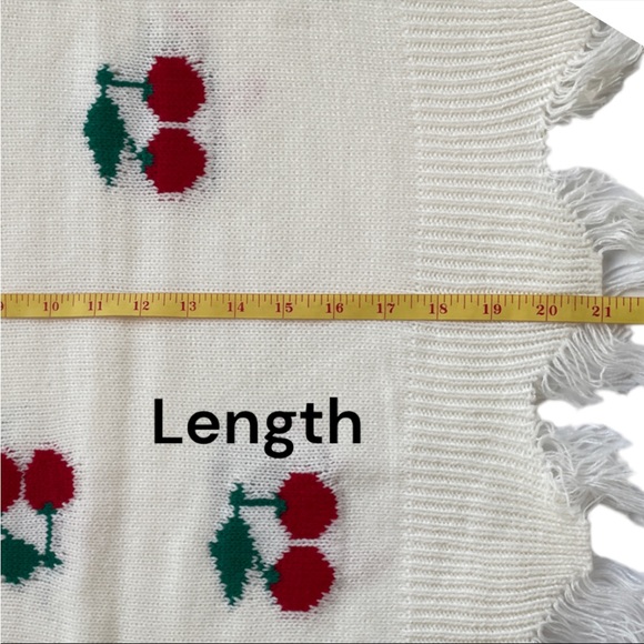 NWT Just Polly juniors Frayed V-neck Cherry Pullover Oversize Sweater Size Med - Picture 10 of 10